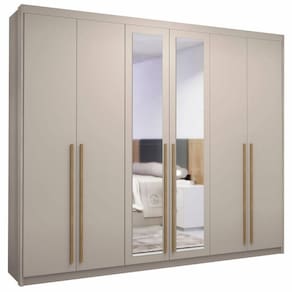 Guarda Roupa Casal 6 Portas Espelho Dubai Majestic Fendi - Vlr Móveis