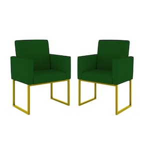 Kit 02 Poltronas Com Base De Ferro Dourado Reforçada Balaqui Decor Verde