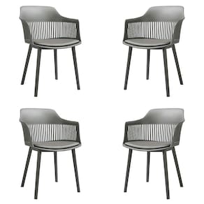 Kit 4 Cadeiras Decorativas Prescott Sala De Jantar Pp/pu Cinza G56 - Gran Belo