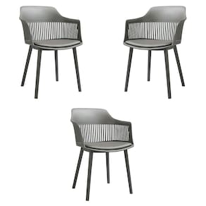Kit 3 Cadeiras Decorativas Prescott Sala De Jantar Pp/pu Cinza G56 - Gran Belo