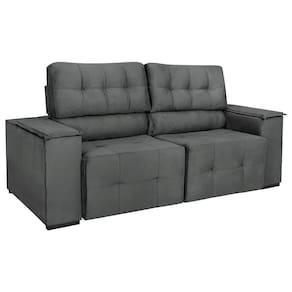 Sofá Cama Retrátil Sala Vicenza 175cm Suede Cor Cinza Escuro