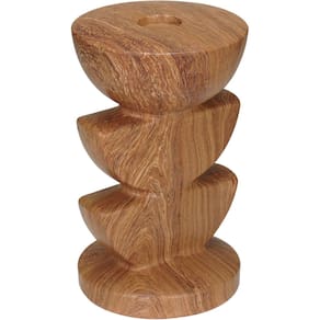 CASTIÇAL DECORATIVO PORTA VELA SUPORTE HOME&CO CERÂMICA 15x9x9cm ESTILO MADEIRA