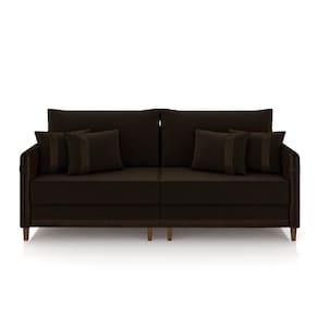 Sofá Living Montecarlo 2 Lugares Bipartido 172cm Pés Em Madeira Veludo-pu Marrom G33 Gran Belo