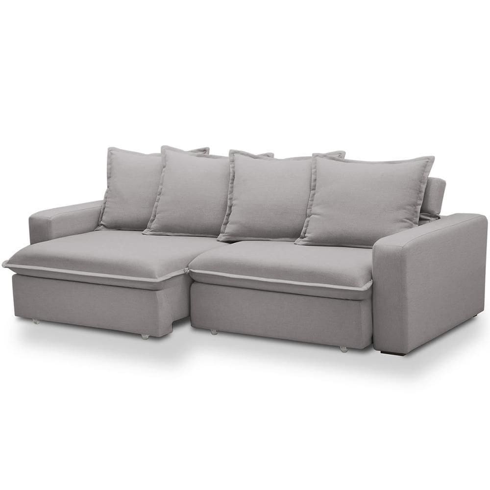 Sofá Retrátil Reclinável Para Sala De Estar Living 195cm Vêneto F04 Veludo Cinza - Lyam Decor