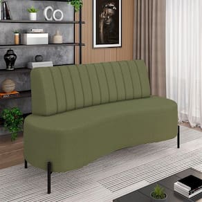 Sofá Living Decorativo 2 Lugares 1,35m Katara Pés De Ferro Bouclê Verde G33 - Gran Belo