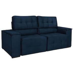 Sofá Cama Retrátil Sala Vicenza 175cm Suede Cor Azul Marinho