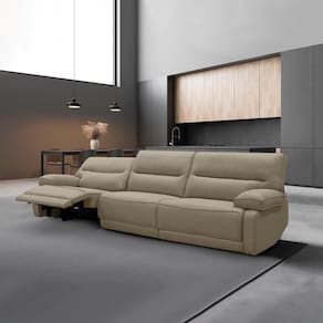 Sofá Reclinável Retrátil 303cm Swift Linho Braque Nude G81 Gran Belo