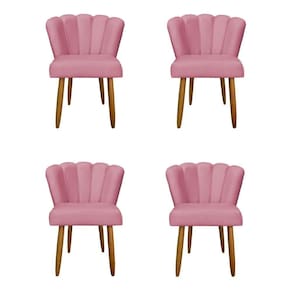 Kit 4 Cadeiras De Jantar Moderna Flor Balaqui Decor Rosa