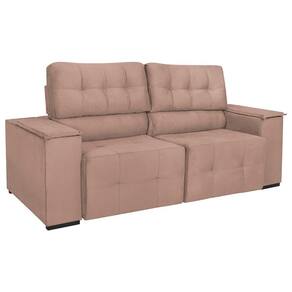 Sofá Cama Retrátil Sala Vicenza Vicenza 210cm Suede Cor Rosê