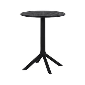 Mesa área Externa Marina Tampo Redondo 60cm Em Pu Preta G56 - Gran Belo