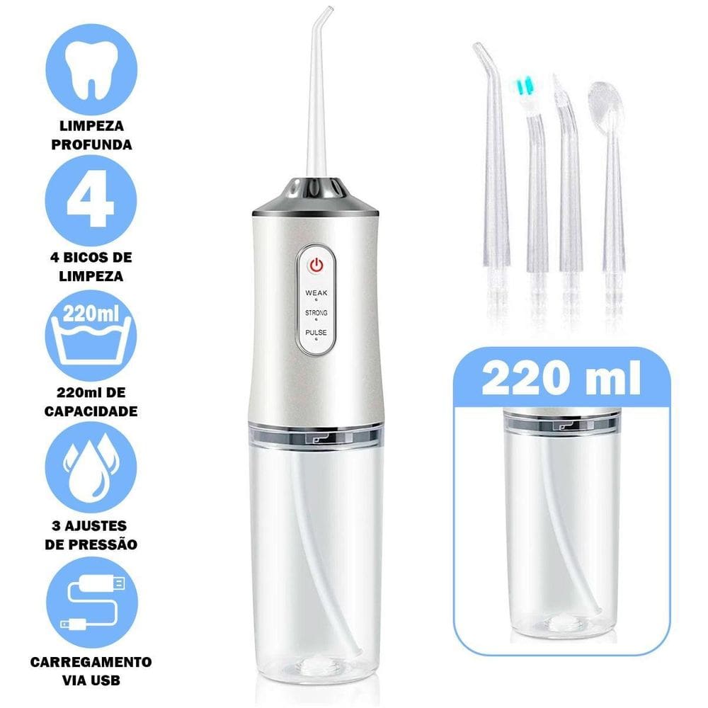 Aparelho Bucal Elétrico Jato Potente Para Limpeza Dental