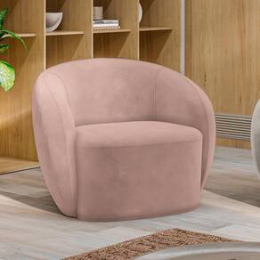 Poltrona Decorativa íbis Encosto Fixo Veludo Rosê G33 Gran Belo