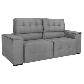 Sofá Cama Retrátil Sala Vicenza 210cm Bouclé Cor Cinza