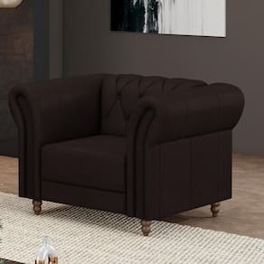 Poltrona Decorativa Stanford Chesterfield Pés De Madeira Couro Marrom G58 Gran Belo
