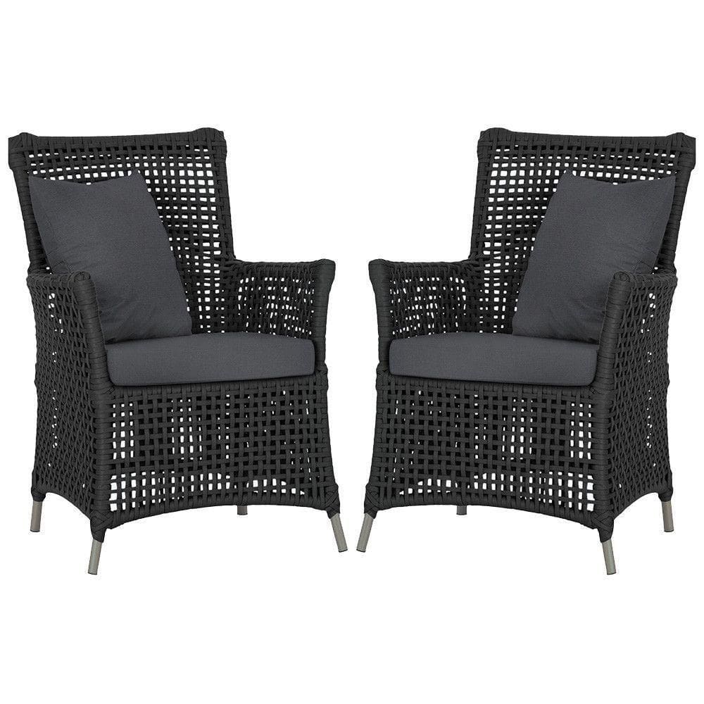 Poltronas Igapó Alumínio Micro Pintura Fendi Corda Náutica E Preto