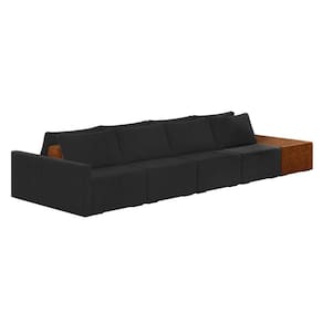 Sofá Ilha 4 Lugares Living 512cm Modulado Lary Veludo Preto K01 - D`rossi