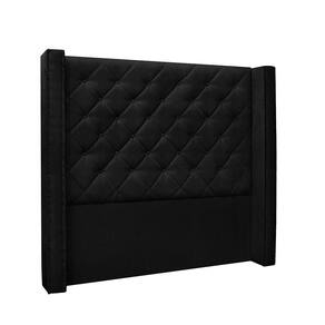Cabeceira Cama Box King 195cm e Recamier Vicenza Suede S04 Cor Preto