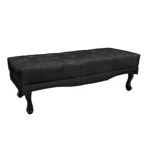 Puff Recamier Retrô Luis Xv Captonê Para Quarto Vicenza 160cm Suede S04 - D`rossi Cor Preto
