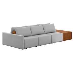 Sofá Ilha 3 Lugares Living 372cm Modulado Lary Linho Cinza K01 - D`rossi