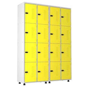 Armário  Aço 16 Portas Academia Guarda Volume Trinco Amarelo