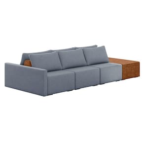 Sofá Ilha 3 Lugares Living 402cm Modulado Lary Linho Azul K01 - D`rossi