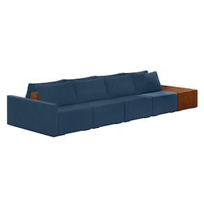 Sofá Ilha 4 Lugares Living 512cm Modulado Lary Veludo Azul Marinho K01 - D`rossi