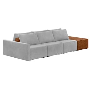 Sofá Ilha 3 Lugares Living 312cm Modulado Lary Veludo Cinza K01 - D`rossi