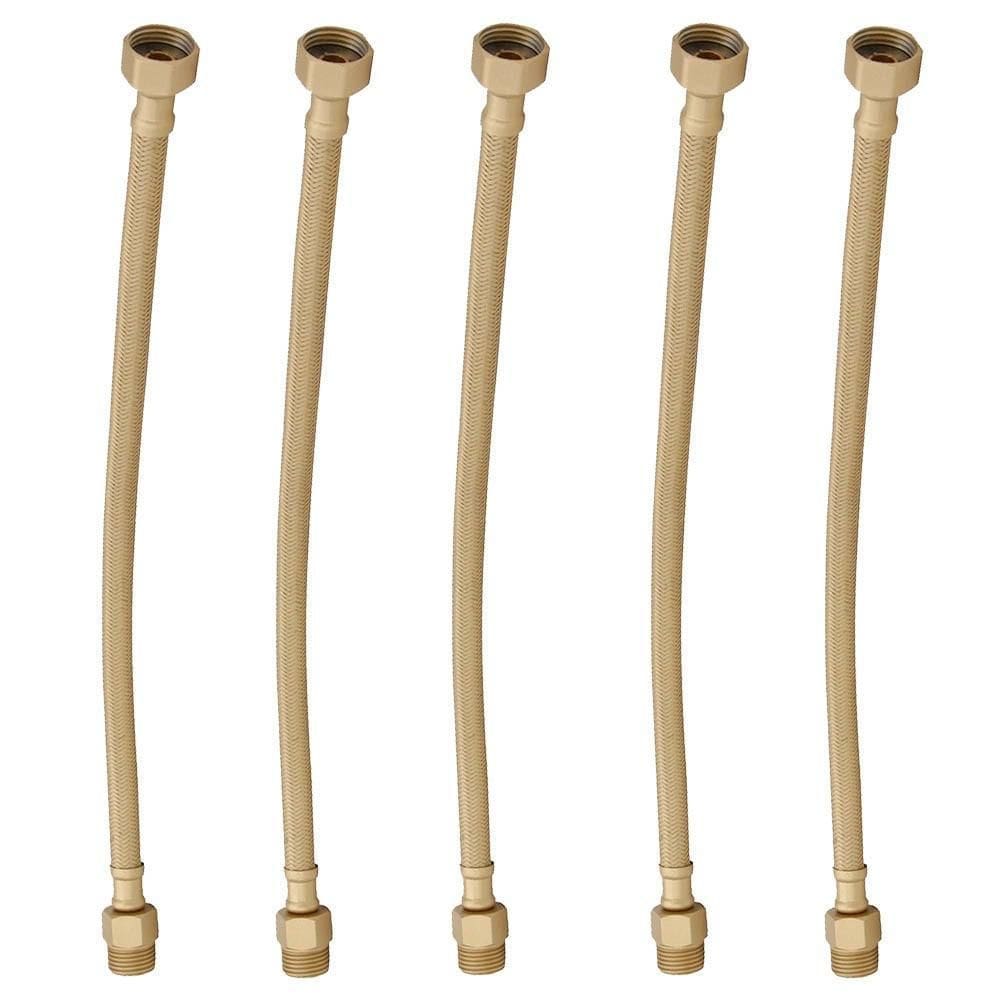 Kit 5 Engate Mangueira Flexível Dourado Trançado Inox 30Cm