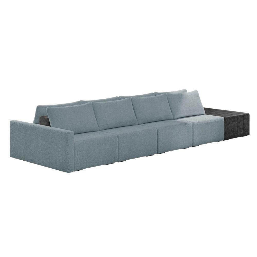 Sofá Ilha 4 Lugares Living 512cm Modulado Lary Bouclê Pu Pto K01 Cor Azul