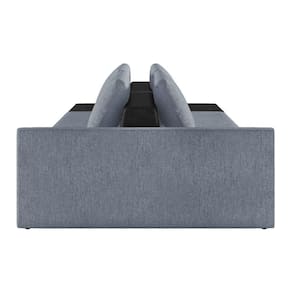 Sofá Ilha 2 Lugares Living 232cm Modulado Lary Linho Pu Pto K01 Cor Azul