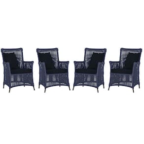 4 Poltronas Igapó Alumínio Pintura Marrom Corda Náutica E12 Azul