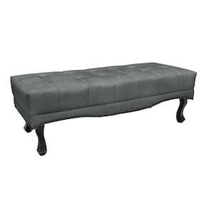 Puff Recamier Retrô Luis Xv Captonê Vicenza 90cm Veludo S04 Cor Cinza