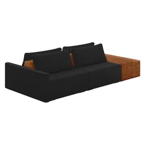 Sofá Ilha 2 Lugares Living 252cm Modulado Lary Veludo K01 Cor Preto