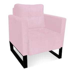 Poltrona Livia Suede Rosa Bebê Base Industrial Preto - D`rossi