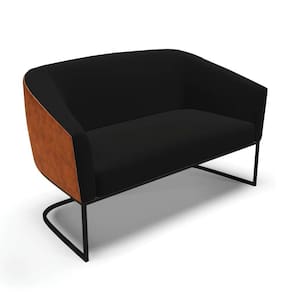 Sofá Namoradeira 2 Lug Industrial Preto Stella Noz-linho Preto D03 - D`rossi