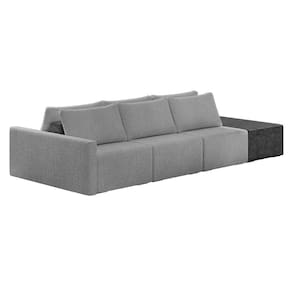 Sofá Ilha 3 Lugares Living 342cm Modulado Lary Bouclê Cinza Cl Pu Pto K01 - D`rossi