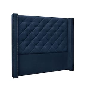 Cabeceira Cama Box Solteiro 90cm e Recamier Vicenza Suede S04 Cor Azul Marinho