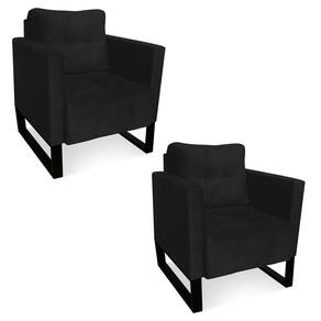 Kit 2 Poltronas Livia Suede Preto Base Industrial Preto - D`rossi