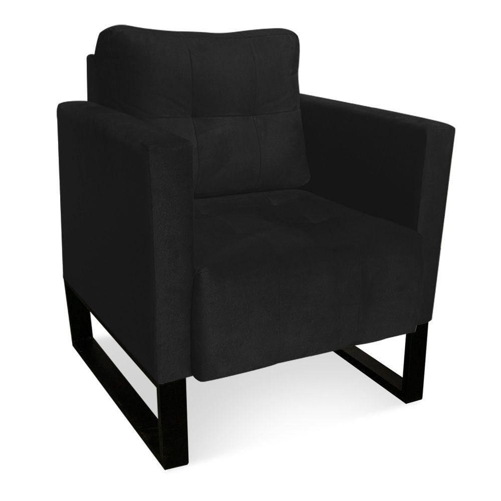 Poltrona Livia Suede Preto Base Industrial Preto - D`rossi