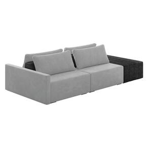 Sofá Ilha 2 Lugares Living 272cm Modulado Lary Veludo Cinza Pu Pto K01 - D`rossi