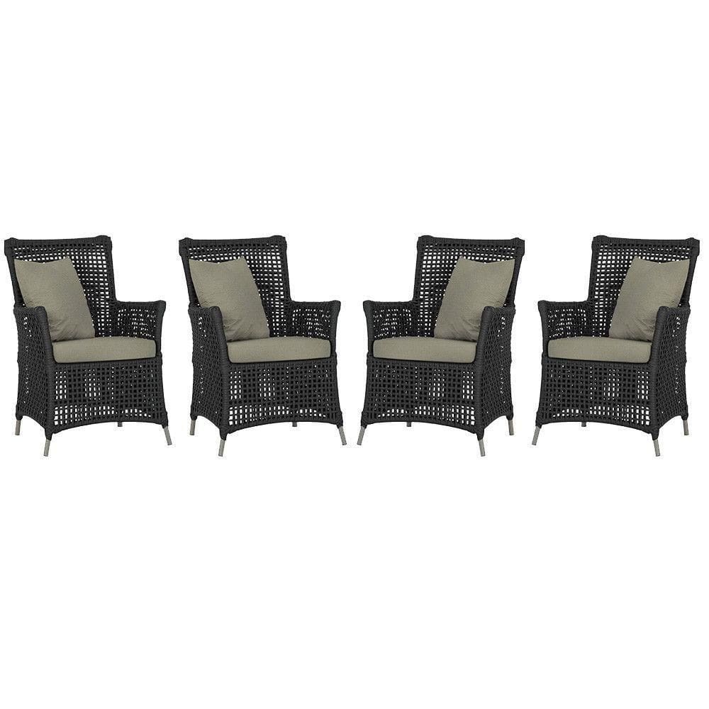 4 Poltronas Igapó Alumínio Pintura Fendi Corda Náutica E8 Preto