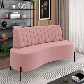 Sofá Living Decorativo 2 Lugares 1,35m Katara Pés De Ferro Veludo Rosê G33 - Gran Belo