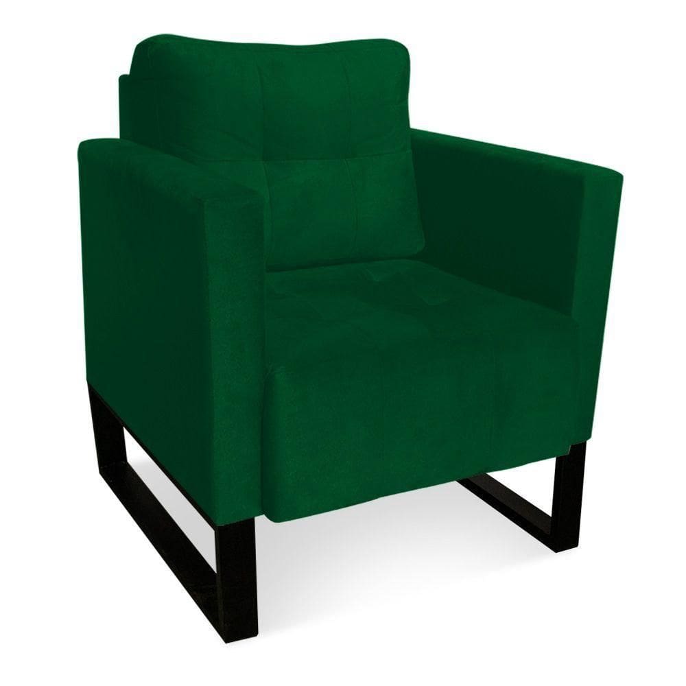 Poltrona Livia Suede Verde Base Industrial Preto - D`rossi