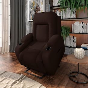 Poltrona Do Papai Reclinável Sala De Cinema Crihs Elétrica Lift Elevação Pu Marrom G23 - Gran Belo