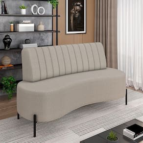 Sofá Living Decorativo 2 Lugares 1,35m Katara Pés De Ferro Bouclê Cinza G33 - Gran Belo