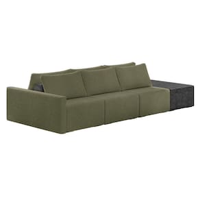 Sofá Ilha 3 Lugares Living 372cm Modulado Lary Bouclê Verde Pu Pto K01 - D`rossi