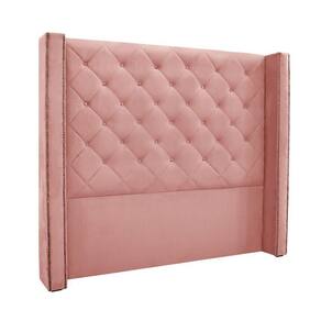 Cabeceira Cama Box Queen 160cm e Recamier Vicenza Veludo S04 Cor Rosa