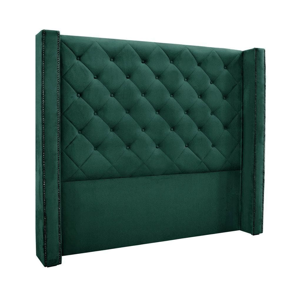 Cabeceira Cama Box King 195cm e Recamier Vicenza Veludo S04 Cor Verde