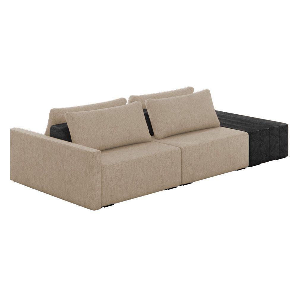 Sofá Ilha 2 Lugares Living 272cm Modulado Lary Linho Bege Pu Pto K01 - D`rossi