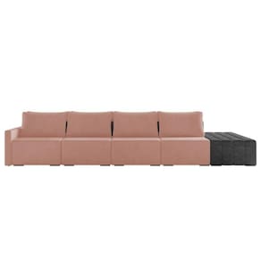 Sofá Ilha 4 Lugares Living 512cm Modulado Lary Veludo Pu Pto K01 Cor Rose